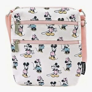Loungefly Disney Minnie And Mickey Mouse Crossbody Passport Bag - Pink NWT